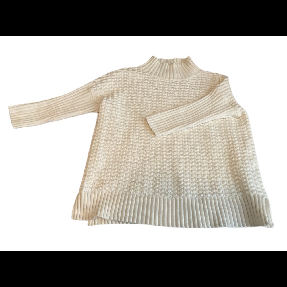 French Connection cotton nubby sweater with 3/4 sleeves
